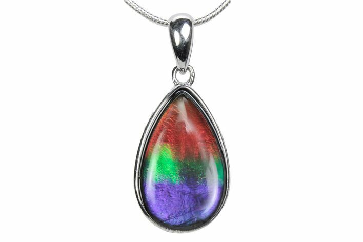 Stunning Ammolite Tear Drop Pendant - Sterling Silver #380683